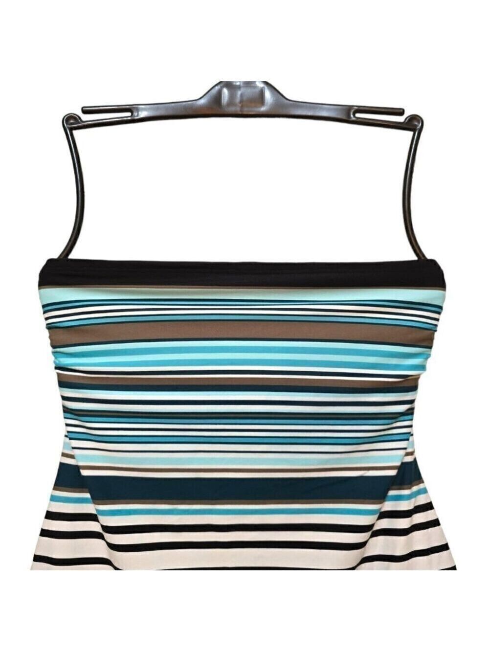 DKNY Striped Bandeau Tankini Top Sz M - Picture 2 of 8